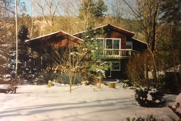 Lake House on Lake George on a snowy day.