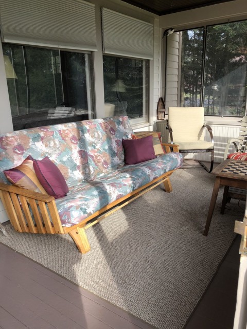 Futon on lakeview screened porch