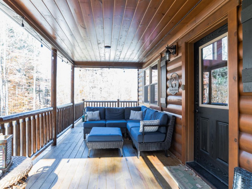 Covered porch sitting area