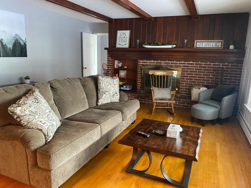 Living room with lake view