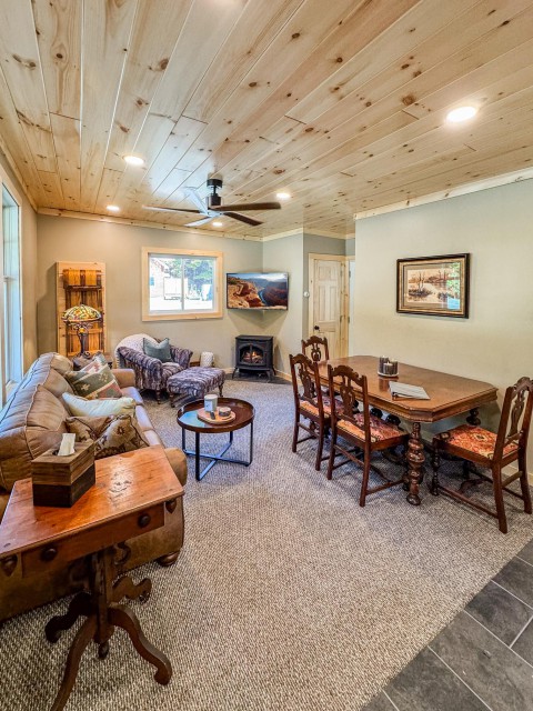 Living Room with Propane Fireplace and Smart TV