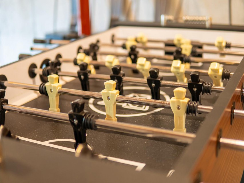 Foosball in the game room.