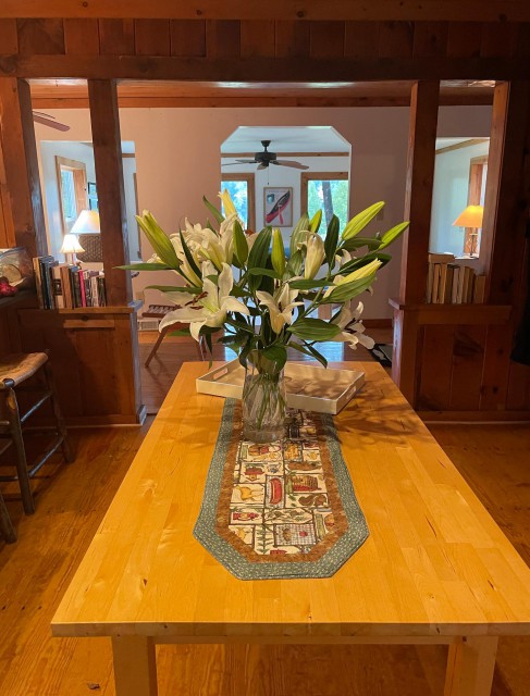 Entry way looking  through dining room to living room