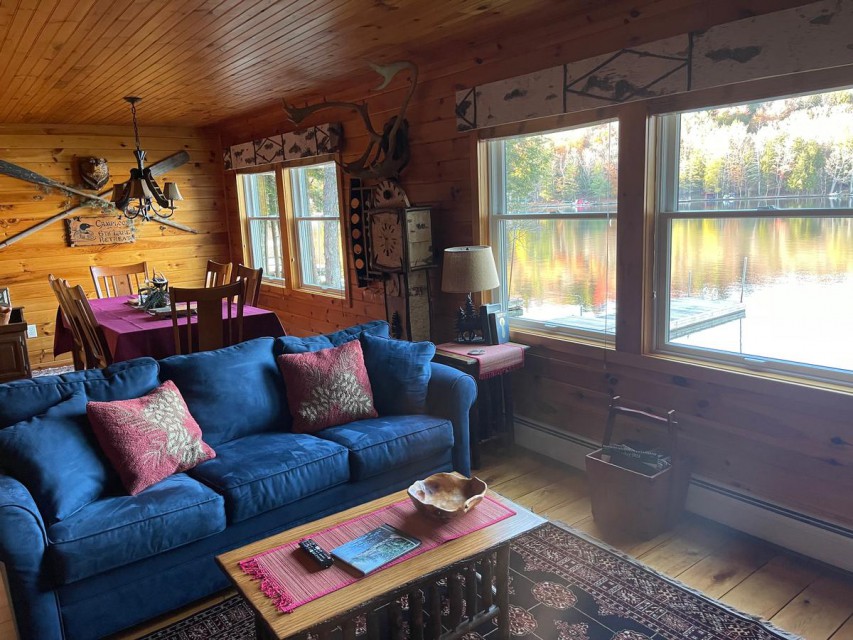 Living room with lake view