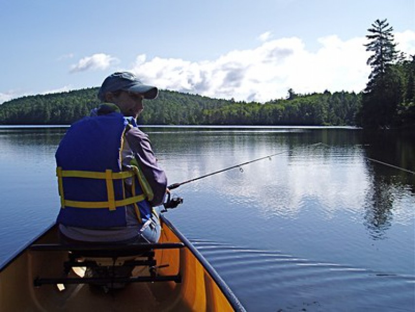 It's an easy carry from Black Pond to Long Pond.